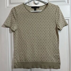 Linda Allard Ellen Tracy Silk Wool Cashmere Knit Top Geometric M